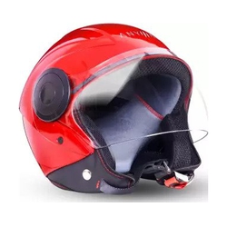 GoMechanic Anymal Foxx Series Open Face Clear Visor Motorbike Helmet M Size (Glossy Red)